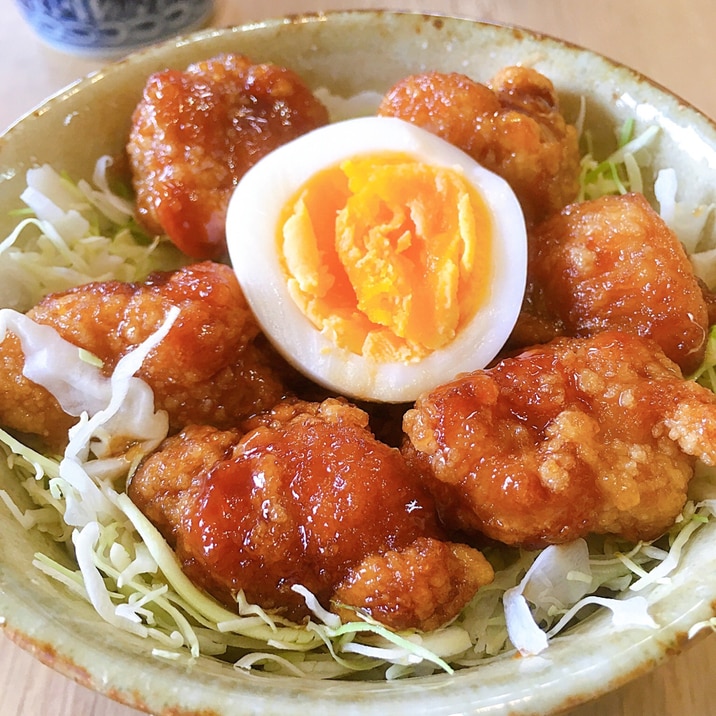 簡単★キャベツたっぷりジュシー唐揚げ丼